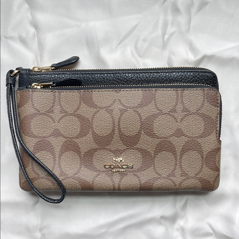 Coach Brown and Black Wristlet Wallet